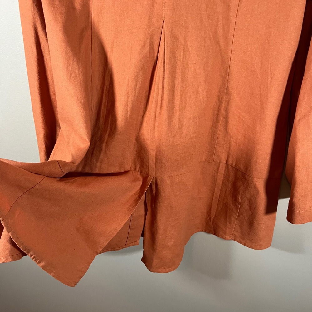 Simply Noelle L/XL Burnt Orange Linen Button Tunic Pockets Lagenlook Minimalist - Picture 8 of 9